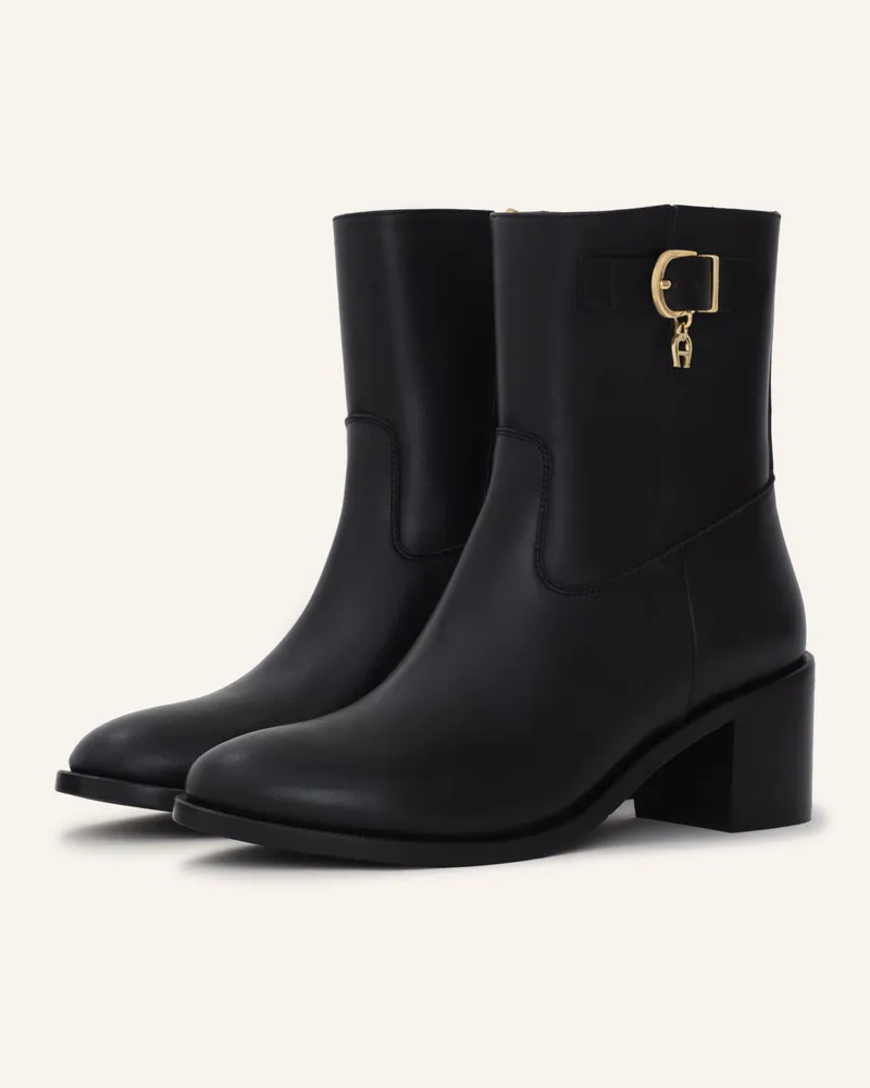 Aigner Block Heel Bootie Maya 1a schwarz Schwarz