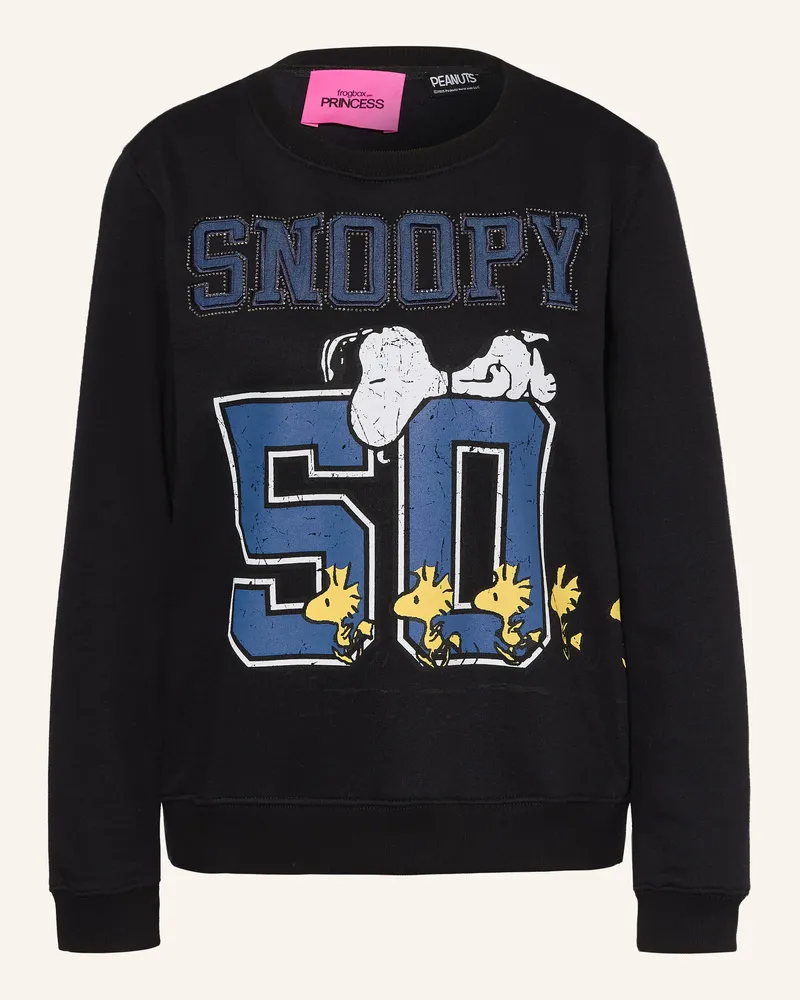 Frogbox Sweatshirt Mit Schmucksteinen schwarz Schwarz