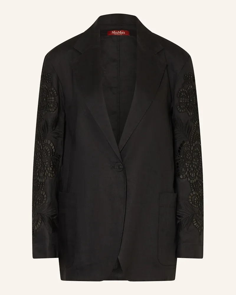 Max Mara Blazer Angizia Aus Leinen Mit Spitze schwarz Schwarz