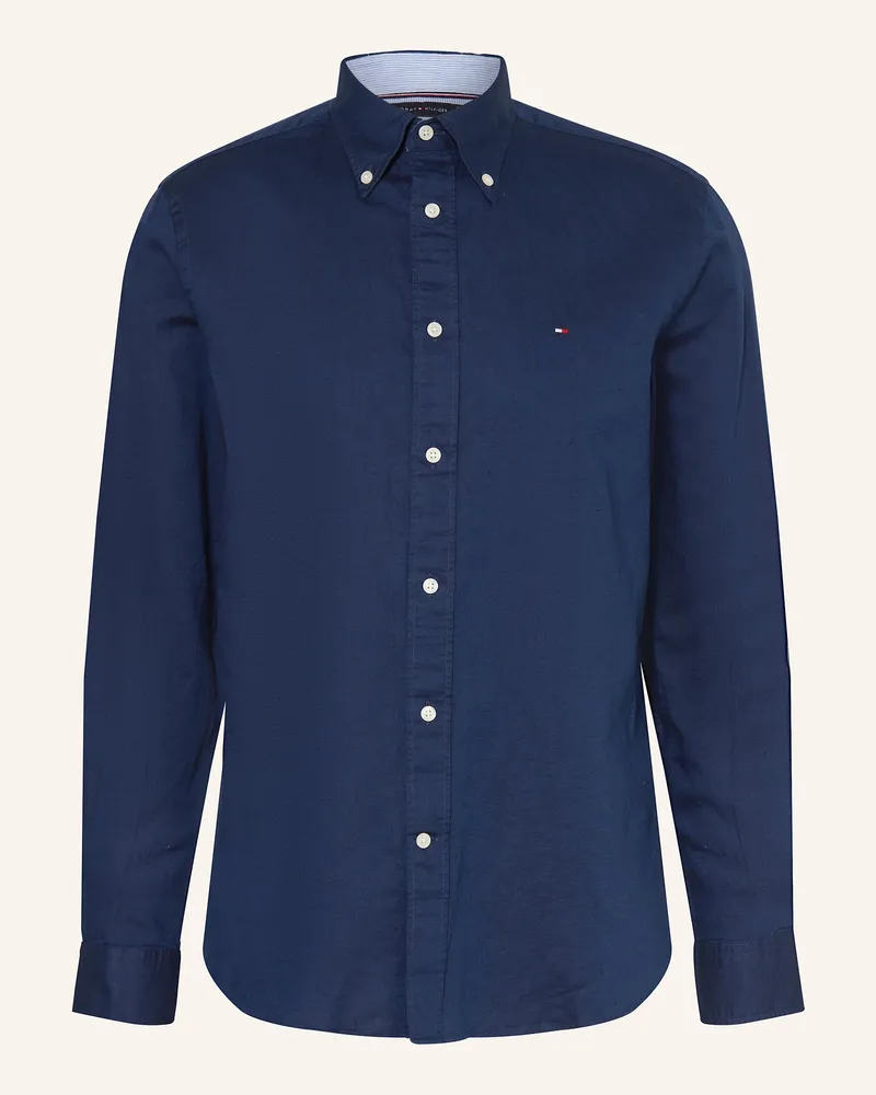 Tommy Hilfiger Hemd Comfort Fit mit Leinen Dunkelblau