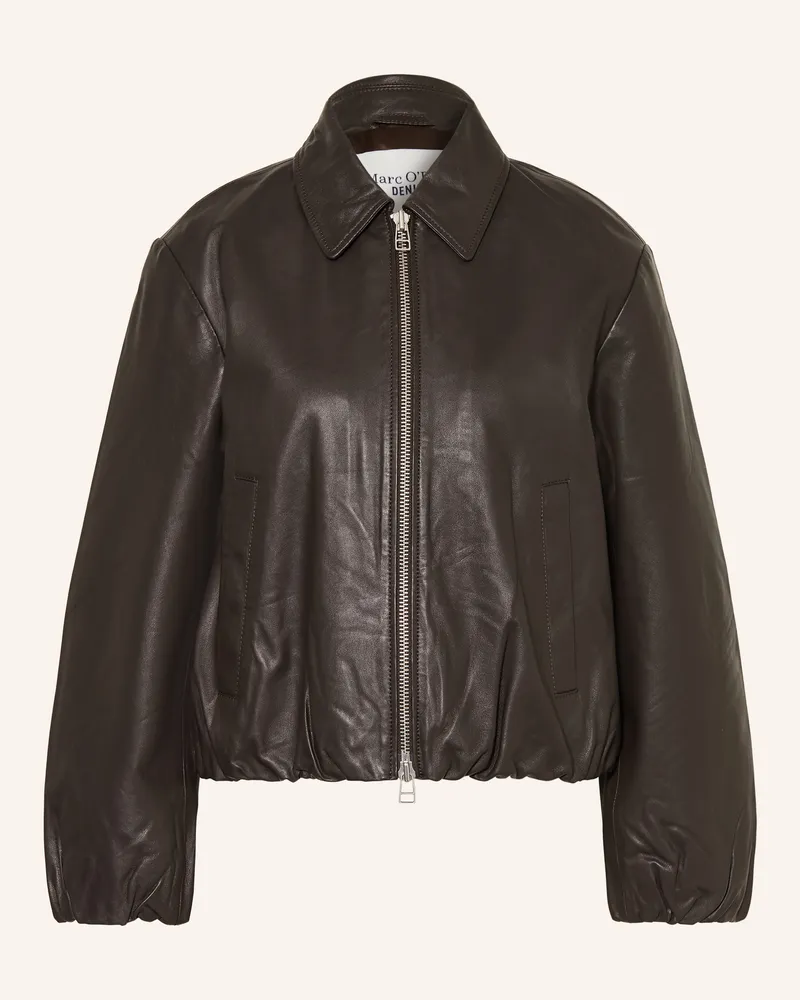 Marc O'Polo Lederjacke schwarz Dunkelbraun