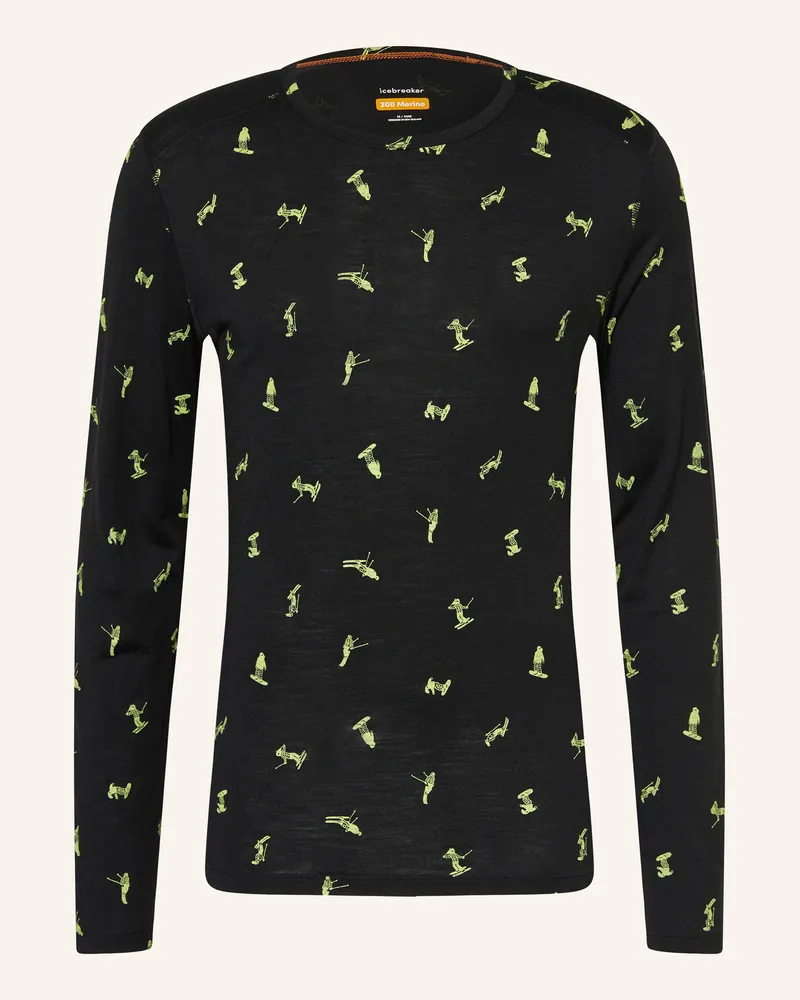 Icebreaker Funktionsshirt OASIS aus Merinowolle Schwarz