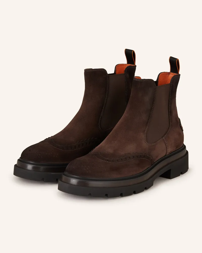 Santoni Chelsea-Boots Blockage braun Dunkelbraun