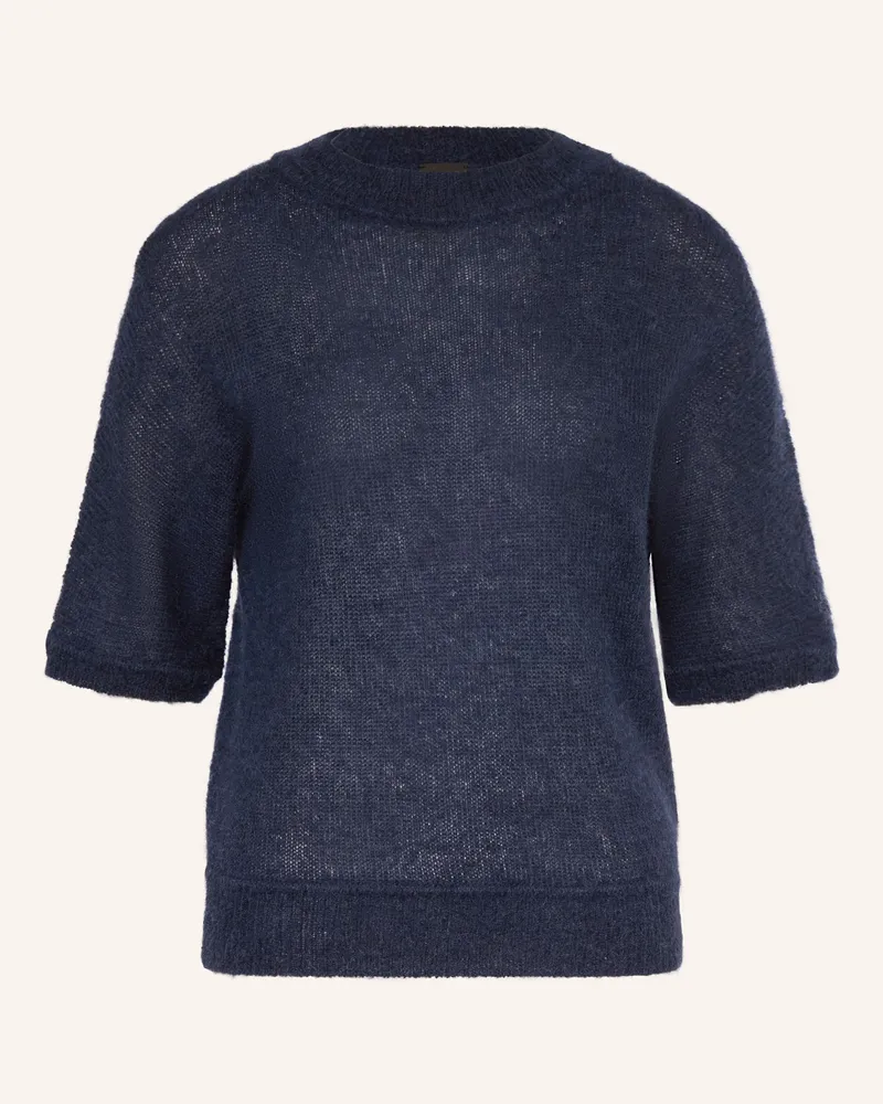 HUGO BOSS Alpaka-Pullover FANCER mit 3/4-Arm Dunkelblau