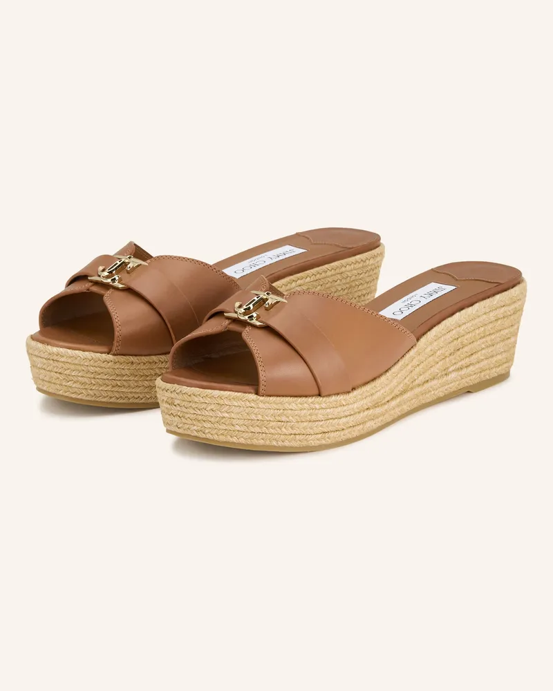 Jimmy Choo Wedges Leda 50 braun Cognac