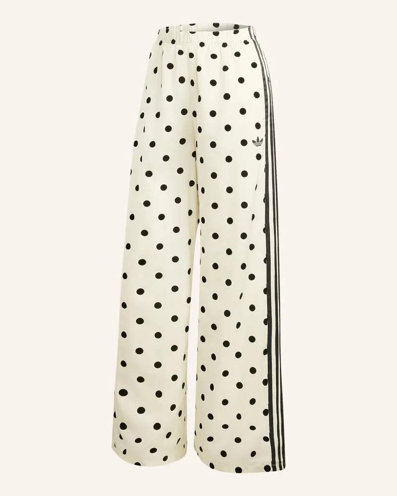 adidas Track Pants Satin Polka Dots Wide Leg weiss Ecru