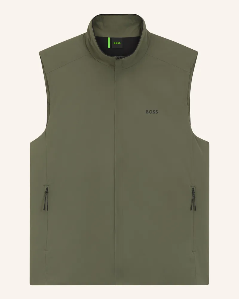 HUGO BOSS Casual Jacke Ow_Lite-X Vest Regular Fit gruen Khaki