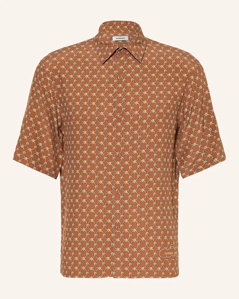 Sandro Kurzarm-Hemd Regular Fit braun Cognac