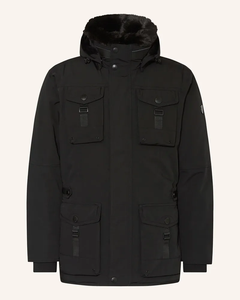 Wellensteyn Jacke mit abnehmbarer Kapuze und Kunstfell Schwarz