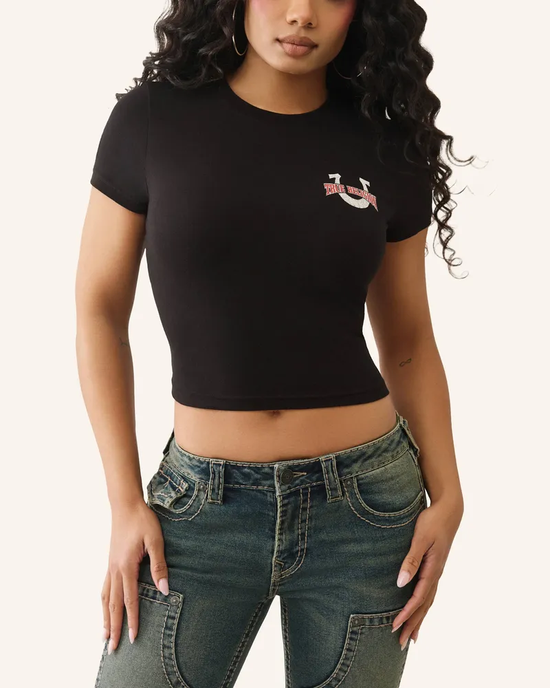 True Religion T-Shirt PRINTED Schwarz