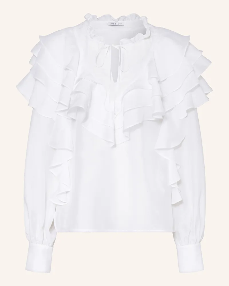 Mrs & HUGS Blusenshirt aus Seide mit Volants Weiss