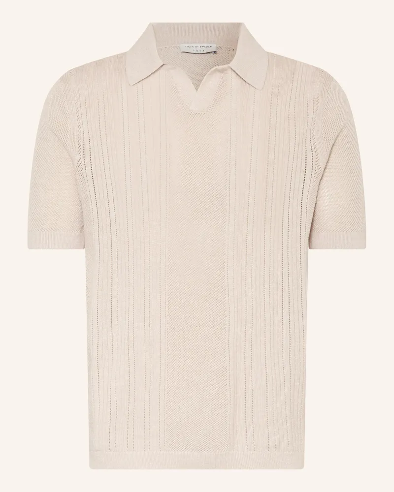 Tiger of Sweden Strick-Poloshirt EOIN mit Leinen und Merinowolle Ecru