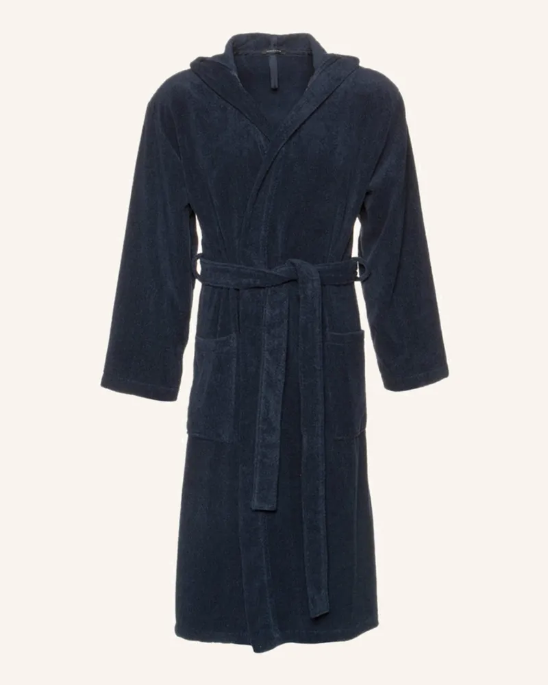 Schiesser Herren-Bademantel Essentials Mit Kapuze blau Blau