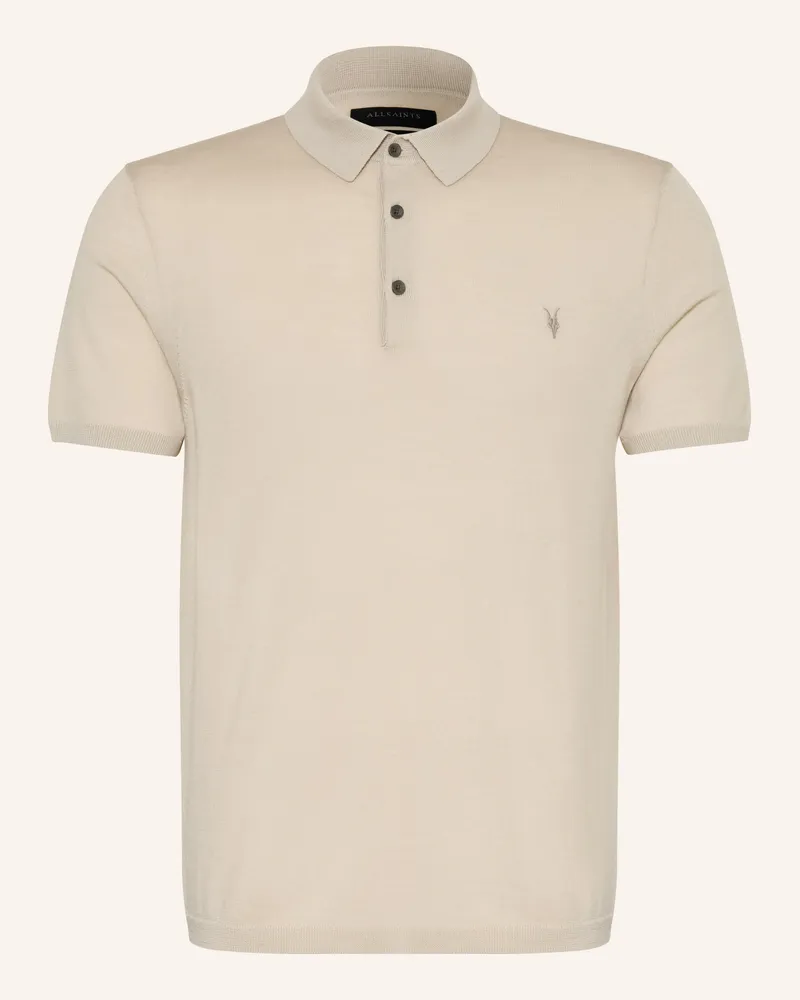 AllSaints Strick-Poloshirt Mode Merino Aus Merinowolle gruen Beige