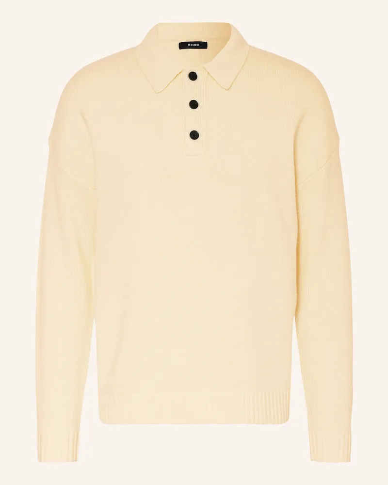 Reiss Strick-Poloshirt Jacob beige Creme