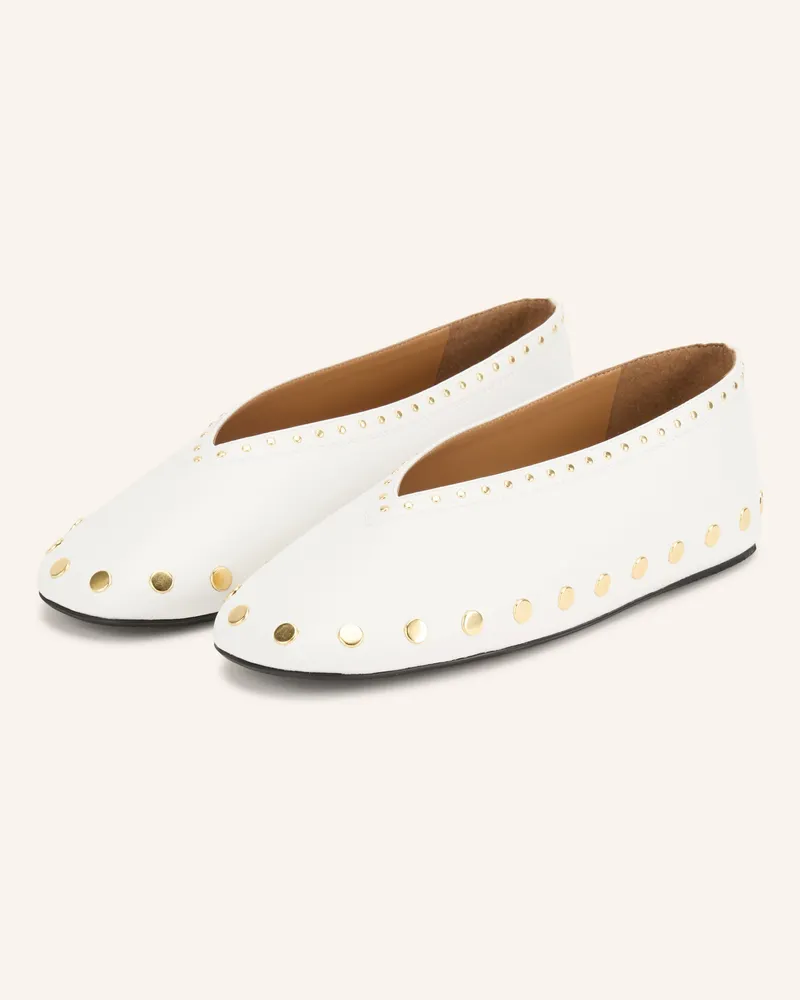 Ganni Ballerinas Jenny Mit Nieten weiss Creme