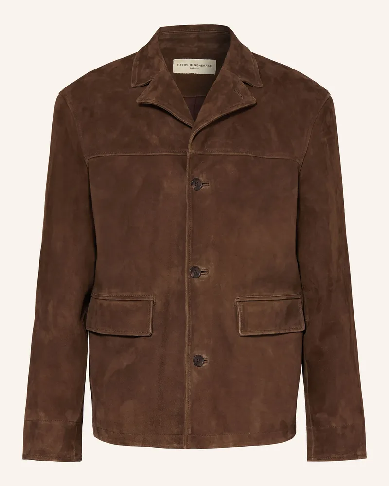 Officine Generale Leder-Overjacket Erickson braun Braun