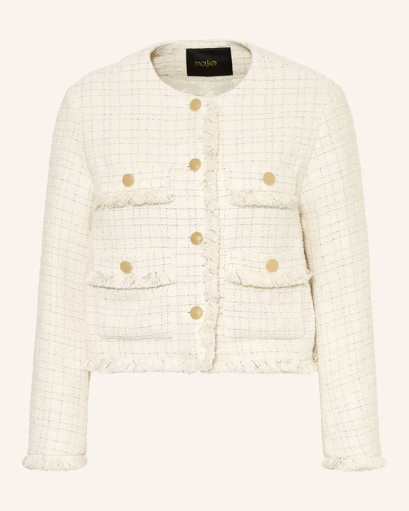 Maje Tweed-Jacke Mit Glitzergarn weiss Creme