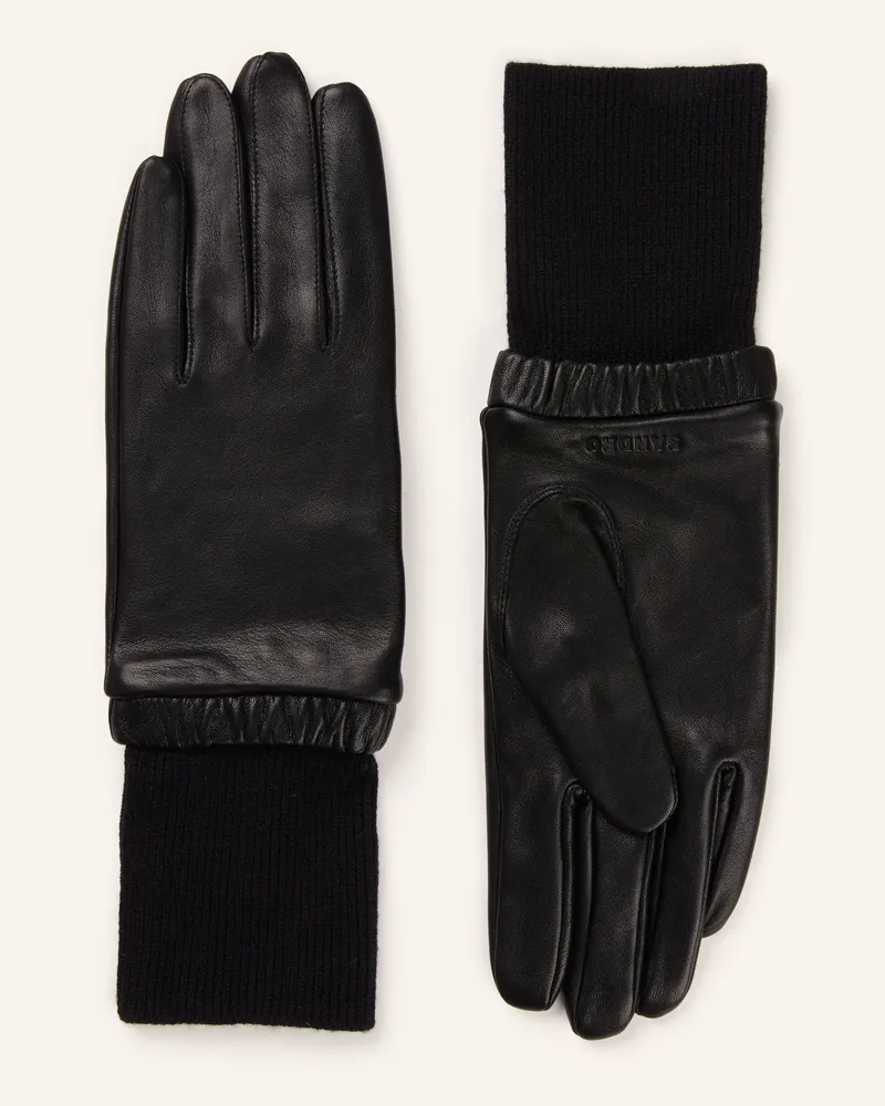 Sandro Lederhandschuhe schwarz Schwarz