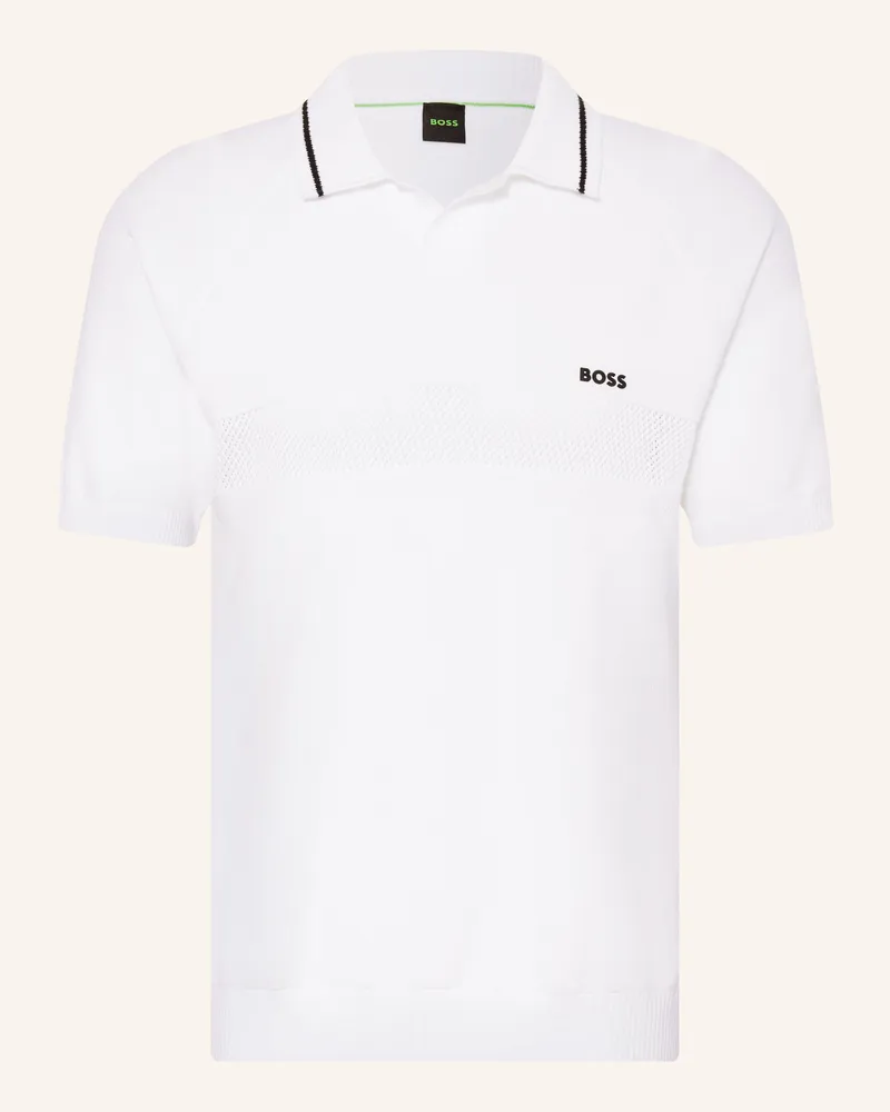 HUGO BOSS Strick-Poloshirt weiss Weiss