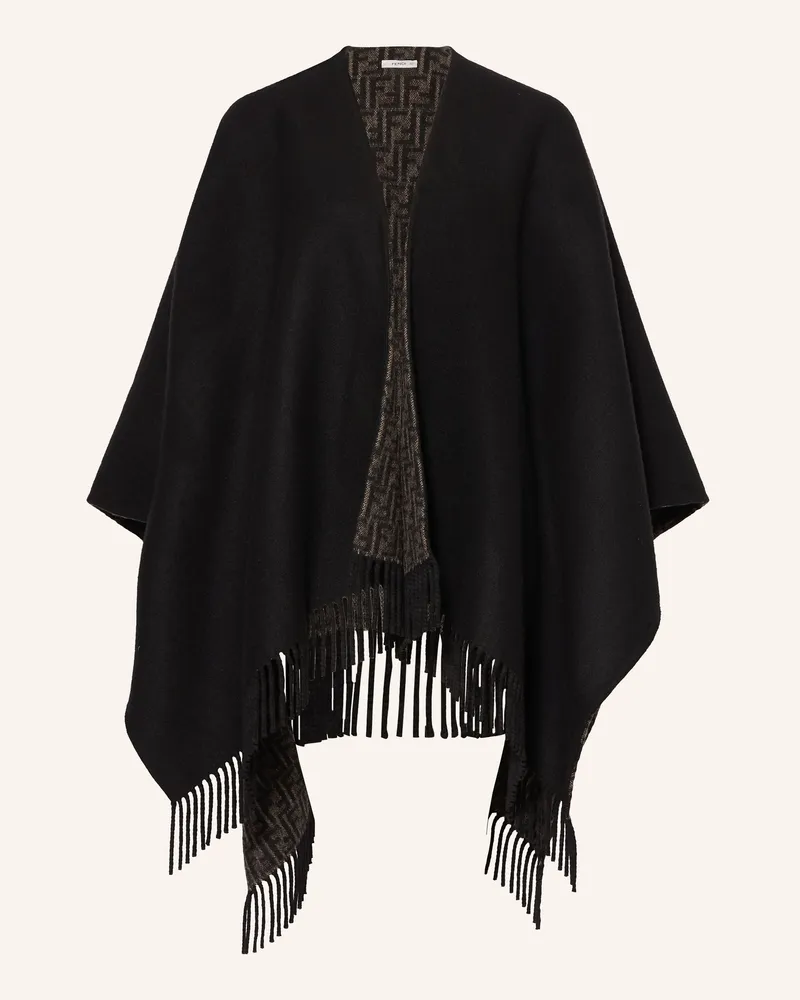 Fendi Cape Mit Cashmere braun Schwarz