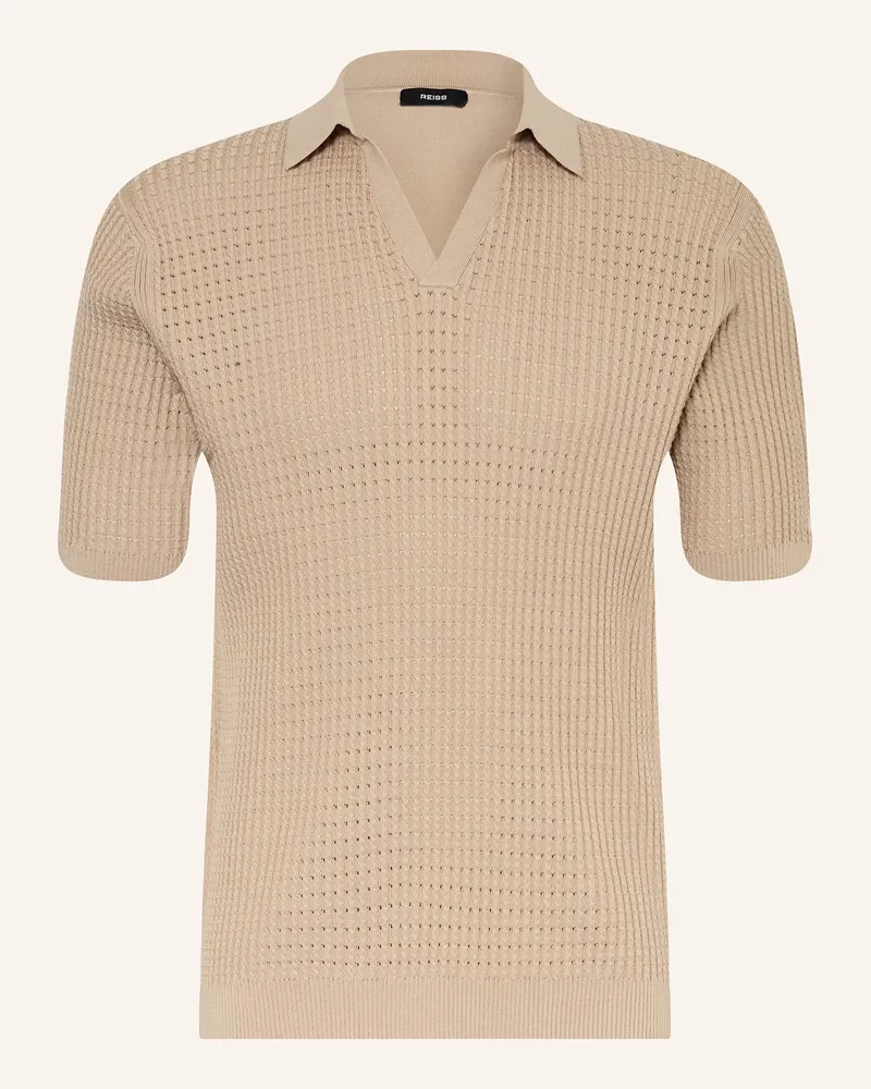 Reiss Strick-Poloshirt MERIT Hellbraun