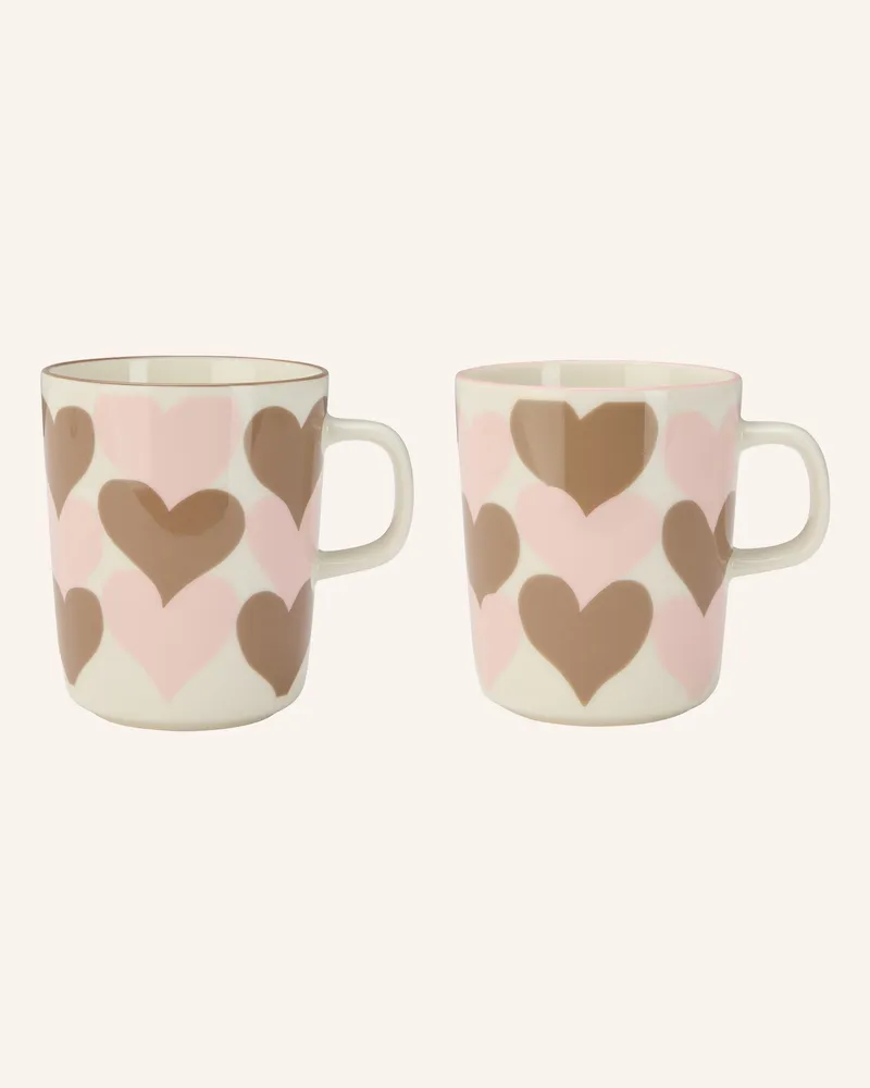 Marimekko 2er-Set Henkelbecher Oiva Sydämet weiss Creme