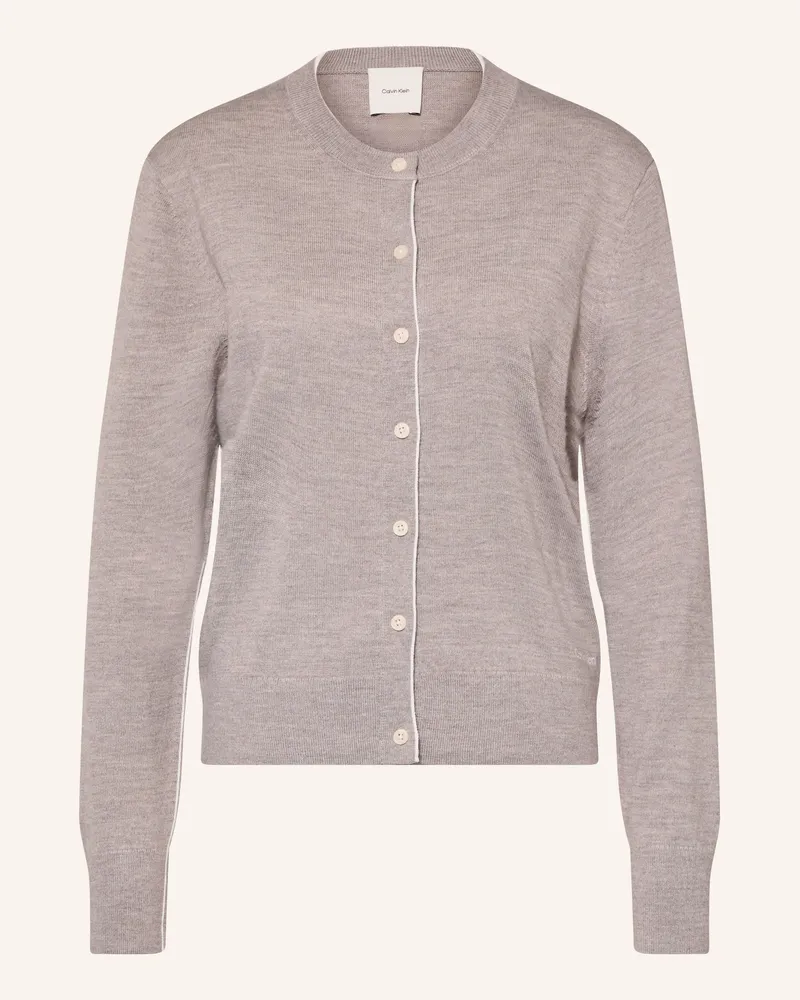 Calvin Klein Strickjacke Mit Merinowolle beige Grau