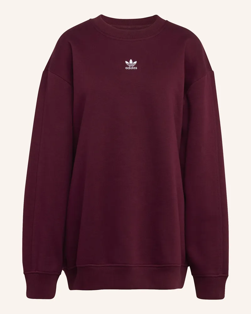 adidas Essentials Fleece-Sweatshirt, Rundhalsausschnitt, Lang, Oversized rot Rot