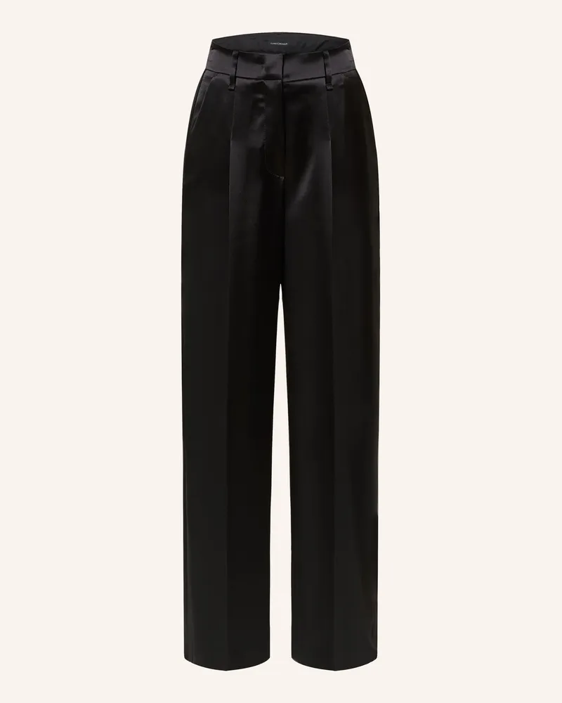 Luisa Cerano Marlenehose Aus Satin Mit Galonstreifen schwarz Schwarz