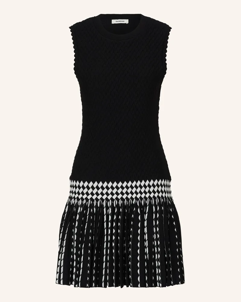 Sandro Jerseykleid Mit Plissees schwarz Schwarz