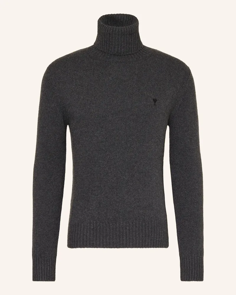 AMI Paris Rollkragenpullover aus Cashmere Dunkelgrau