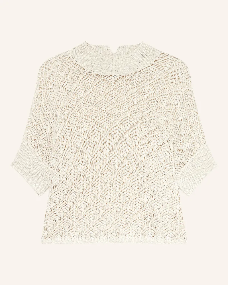 Antonelli Firenze Strickshirt DUMBO mit Leinen und Pailletten Ecru