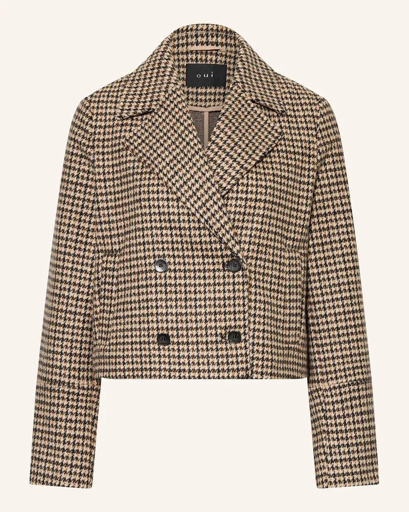 Oui  Kastenjacke Mit Glitzergarn braun Schwarz