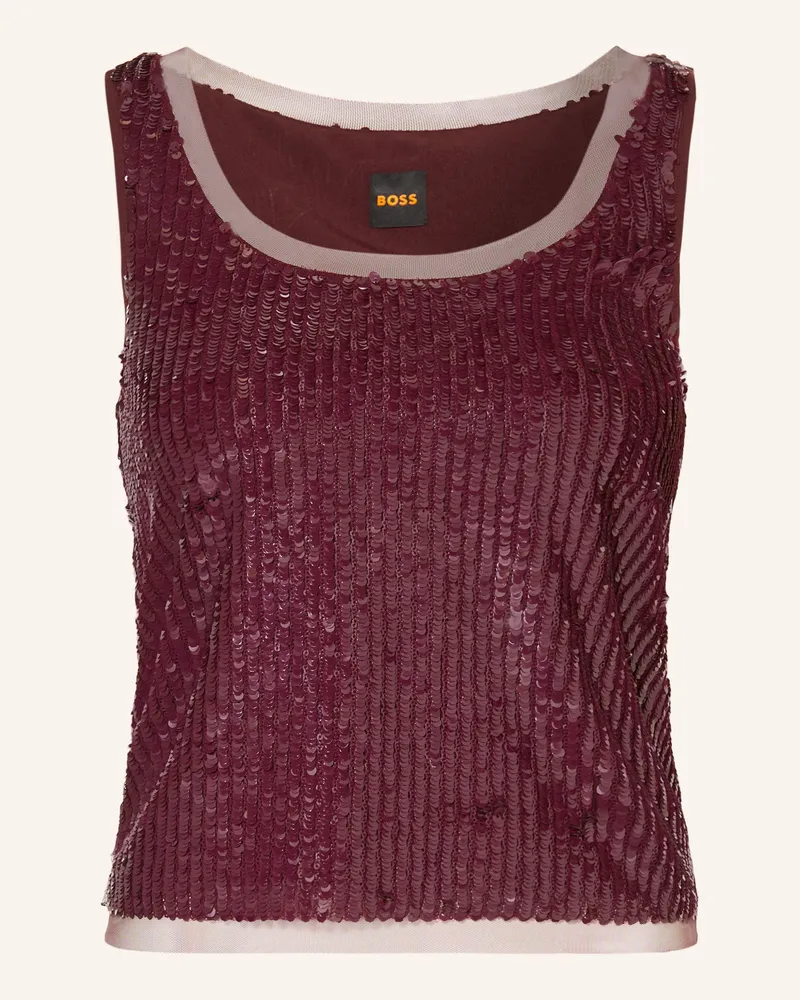 HUGO BOSS Top Bycole Mit Pailletten rot Dunkelrot