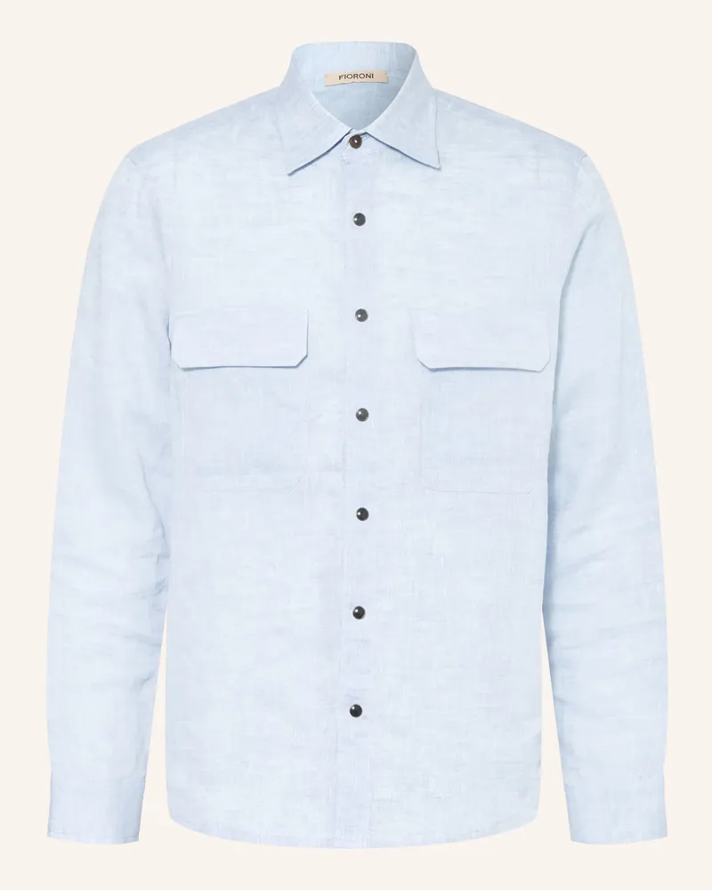 FIORONI Leinenhemd Comfort Fit blau Hellblau