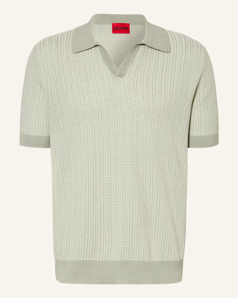 HUGO BOSS Strick-Poloshirt Seeroy gruen Türkis