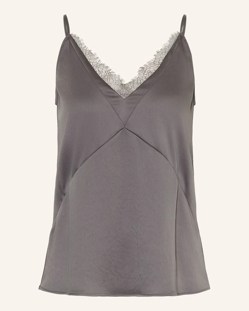 Luisa Cerano Blusentop Aus Satin Mit Spitze grau Dunkelgrau