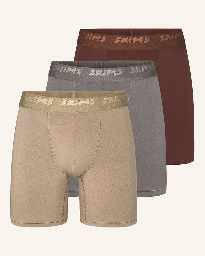 SKIMS 3er-Pack Boxershorts SKIMS STRETCH Dunkelbraun