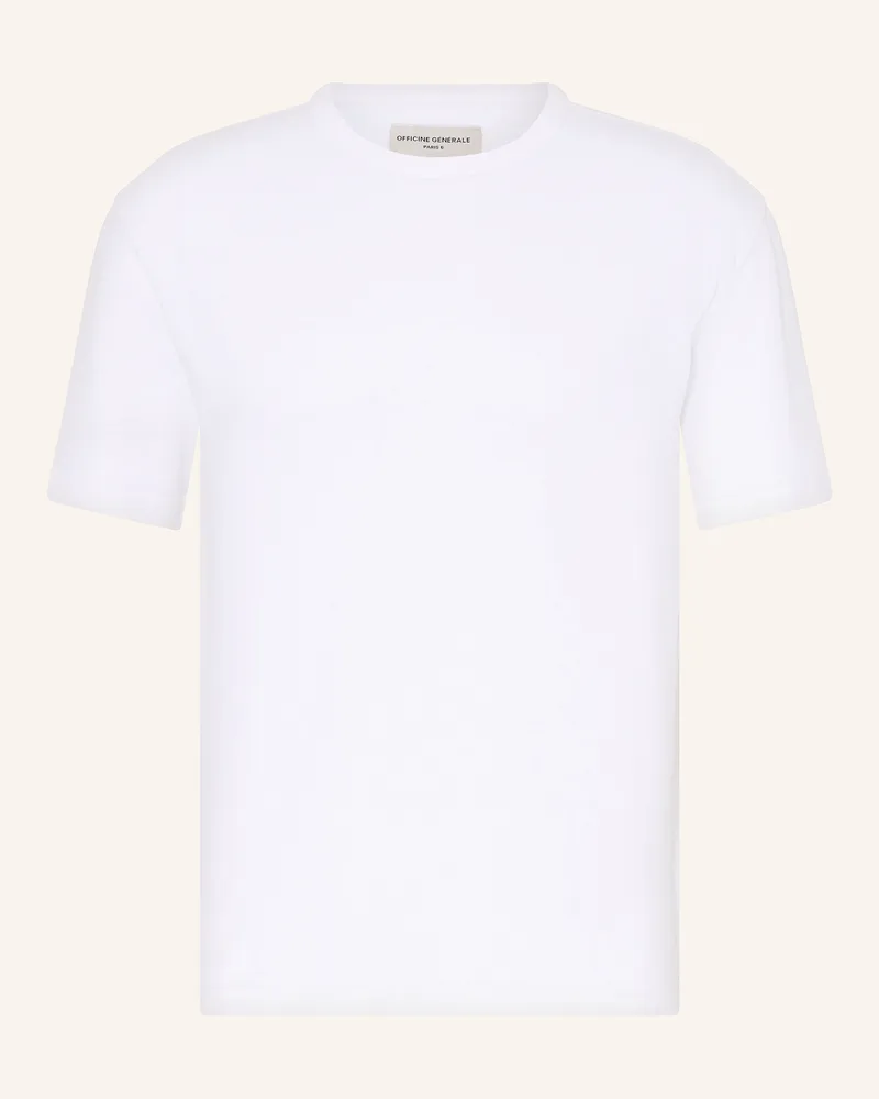 Officine Generale T-Shirt mit Leinen Weiss
