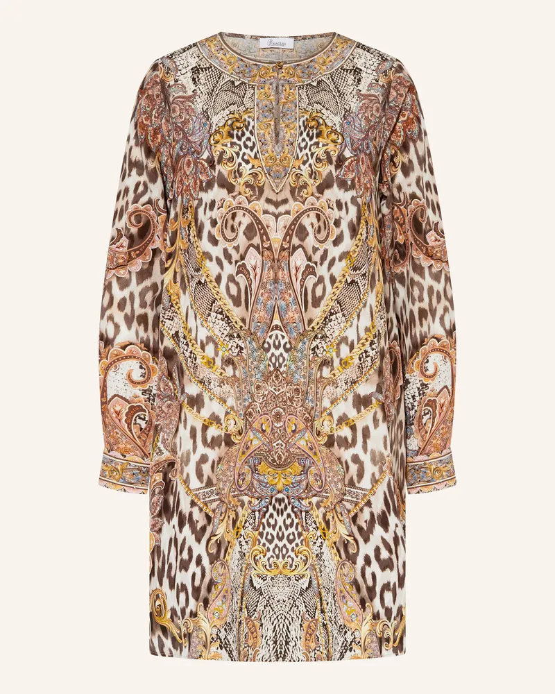 Princess goes Hollywood Seidenkleid mit Schmucksteinen Beige