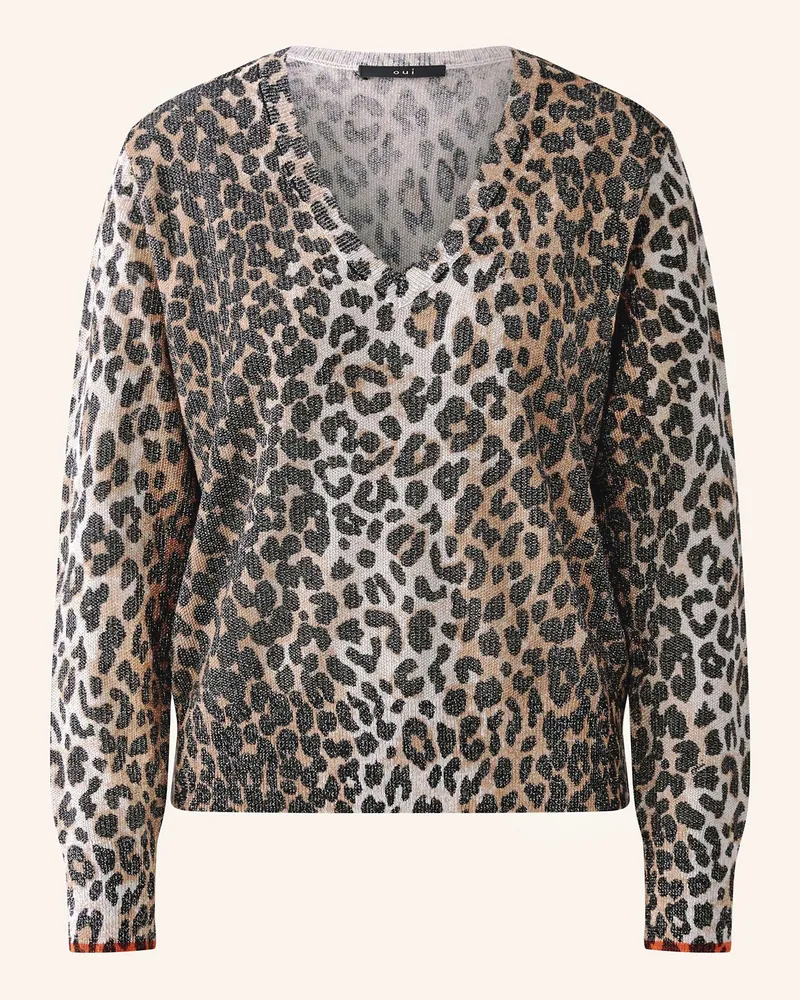 Oui  Pullover mit Glitzergarn Camel
