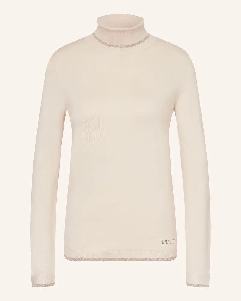 Liu Jo Rollkragenpullover mit Glitzergarn Creme