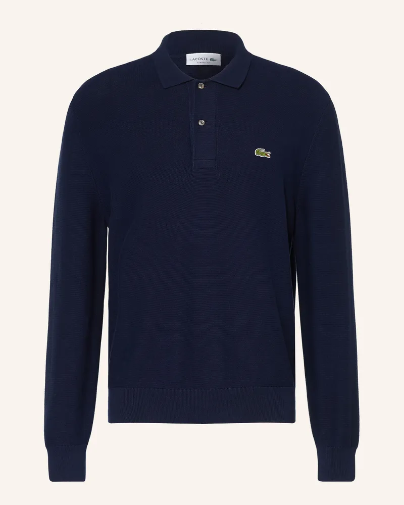 Lacoste Strick-Poloshirt blau Dunkelblau