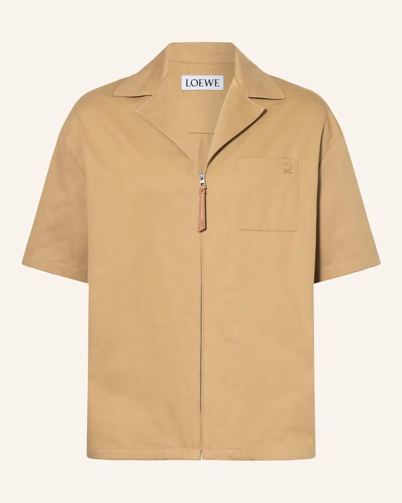 Loewe Resorthemd Comfort Fit beige Hellbraun