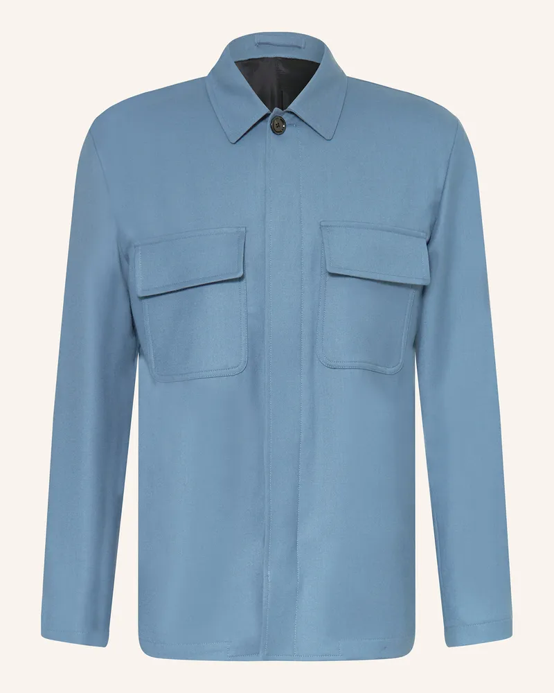 LARDINI Flanell-Overjacket Blau