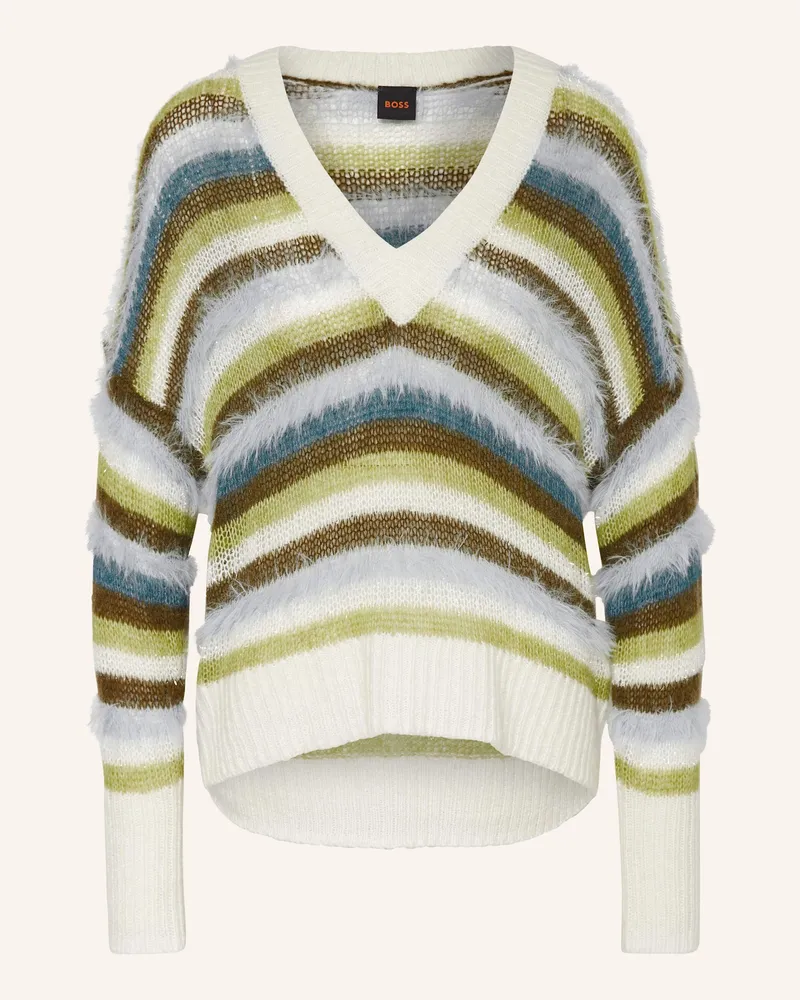 HUGO BOSS Pullover FONET mit Glitzergarn Grün