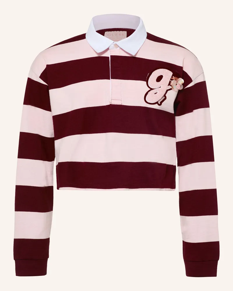 Guess Jersey-Poloshirt Mit Pailletten rot Dunkelrot
