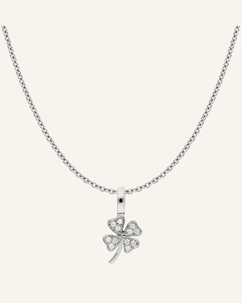 CADA Kette Tiny Lucky Clover silber Weissgold