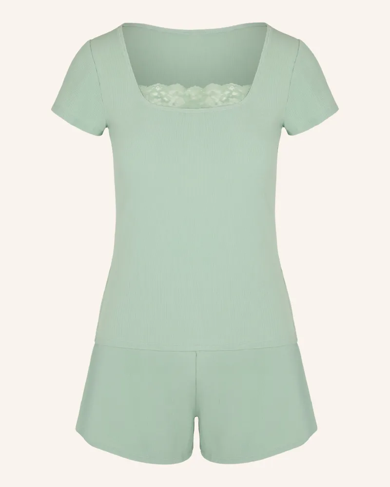 Hunkemöller Schlafanzug Rib Lace gruen Grün